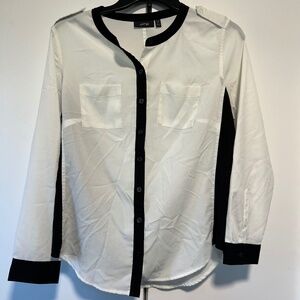 Black and White Apt 9 Sheer Button-Down Blouse